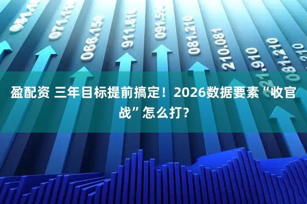 盈配资 三年目标提前搞定！2026数据要素“收官战”怎么打？